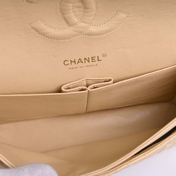 CHANEL Leather Matelasse Coco Mark W Flap Chain Shoulder Bag Beige Women's - Picture 6 of 10